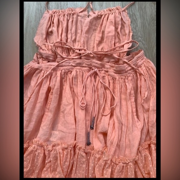 Free People small boho halter backless mini dress vibrant papaya color - Picture 6 of 11